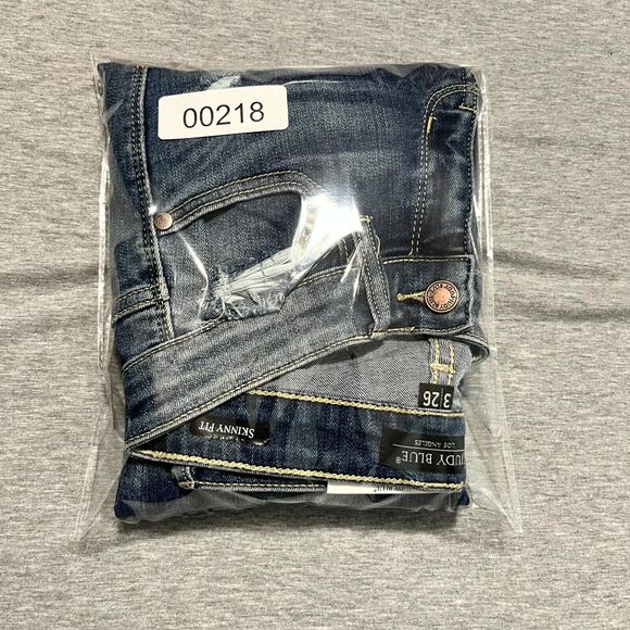 Judy Blue Skinny Fit High Waisted Jeans 3/26 Dark Blue Faded Distressed Stretch - Picture 10 of 10